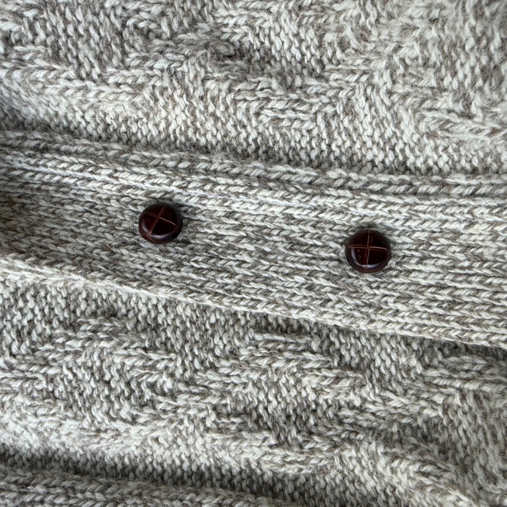 Vintage Lands End Wool Blend Shawl Collar Cardigan Sweater Elbow Patches USA L - Picture 3 of 7
